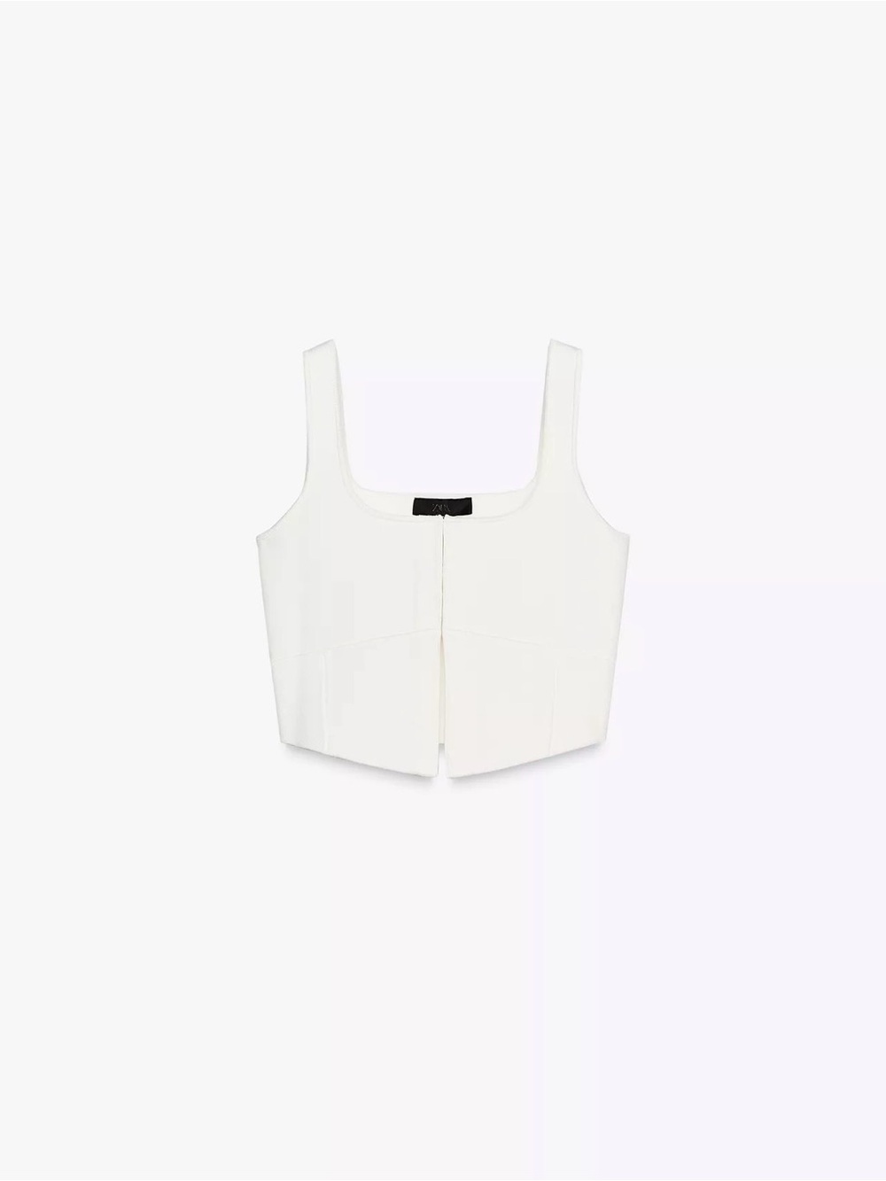 Zara White Cropped Square-Neck Top